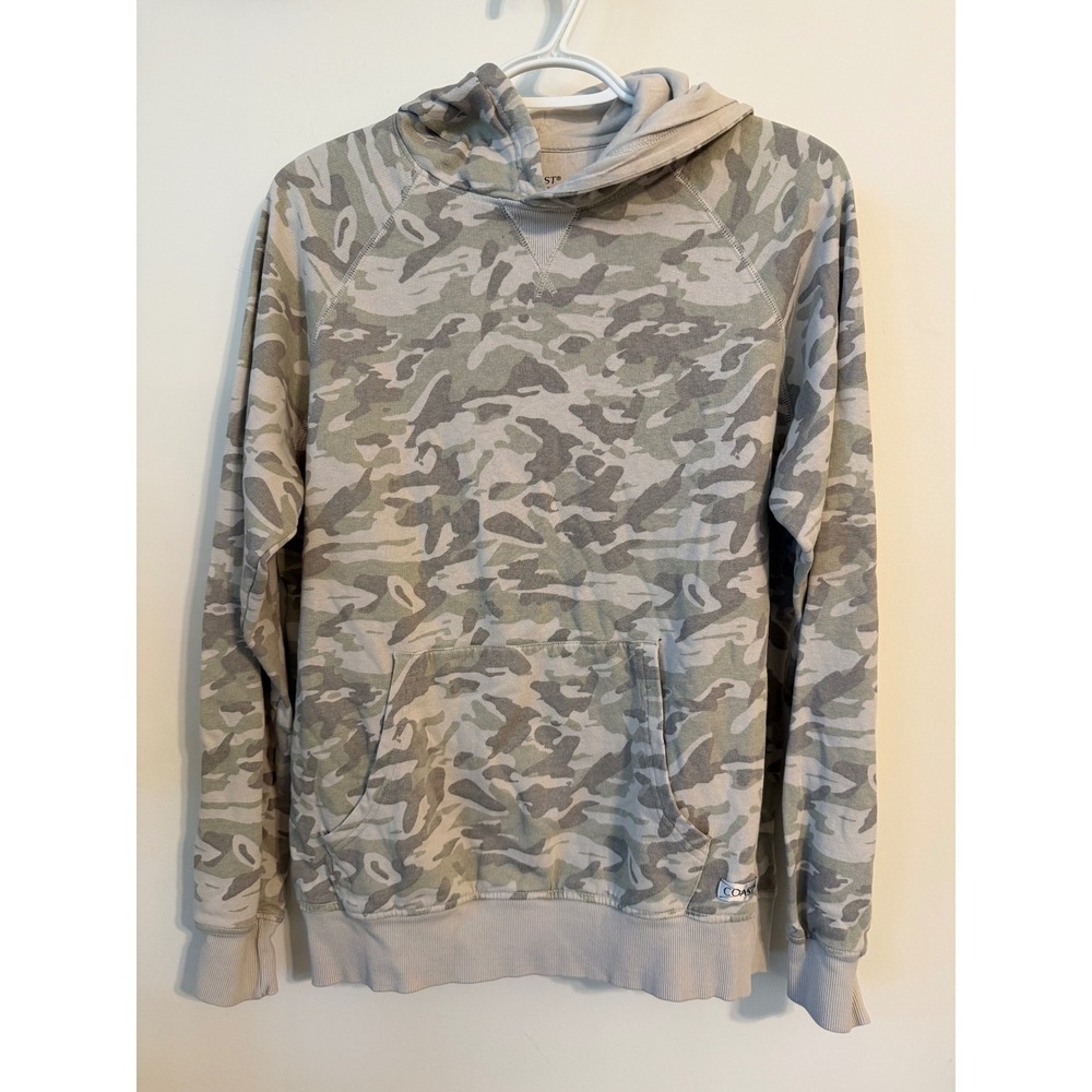 Coast The Beaufort Hoodie Mens Medium Camo Pullover Sweatshirt Sage Tan Green